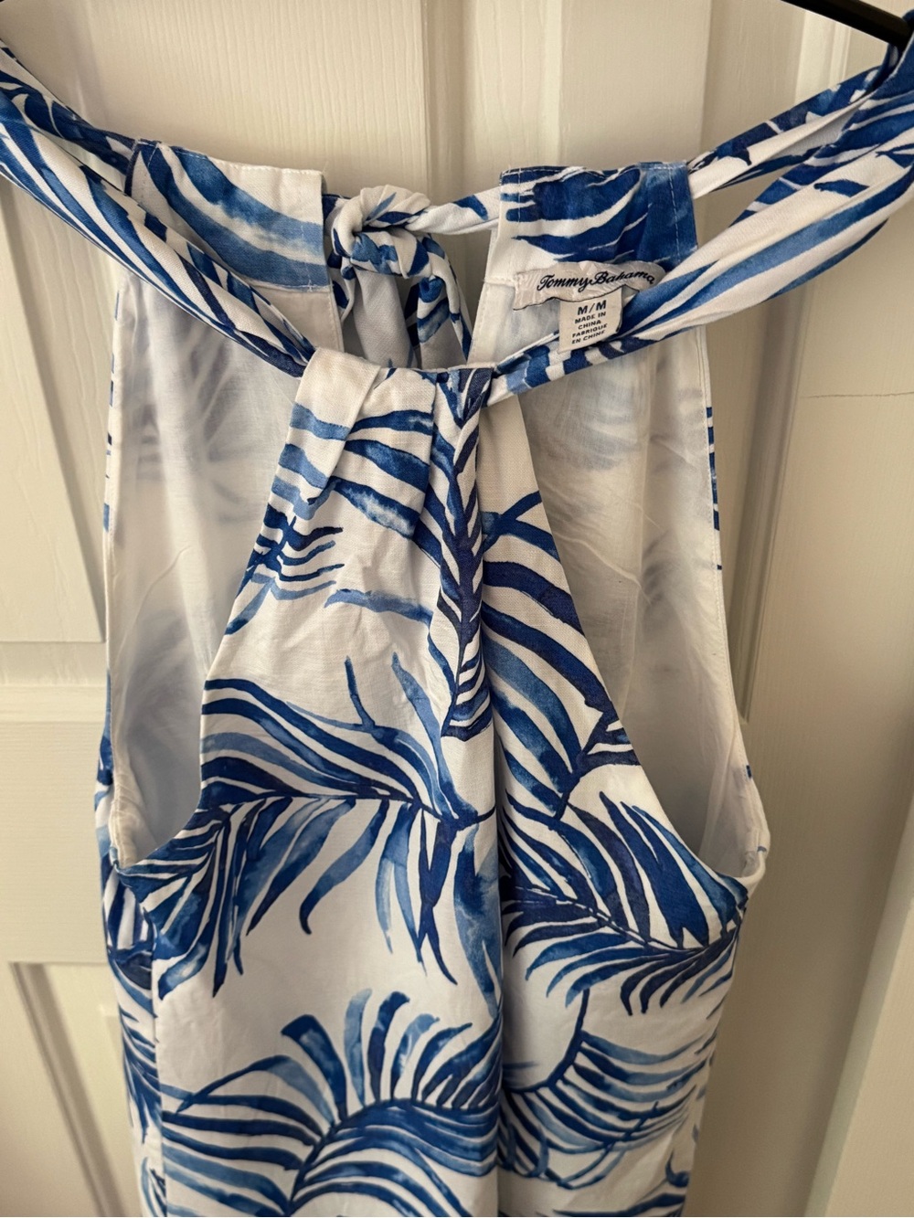 Tommy Bahama White Dress with Blue Palm Motif